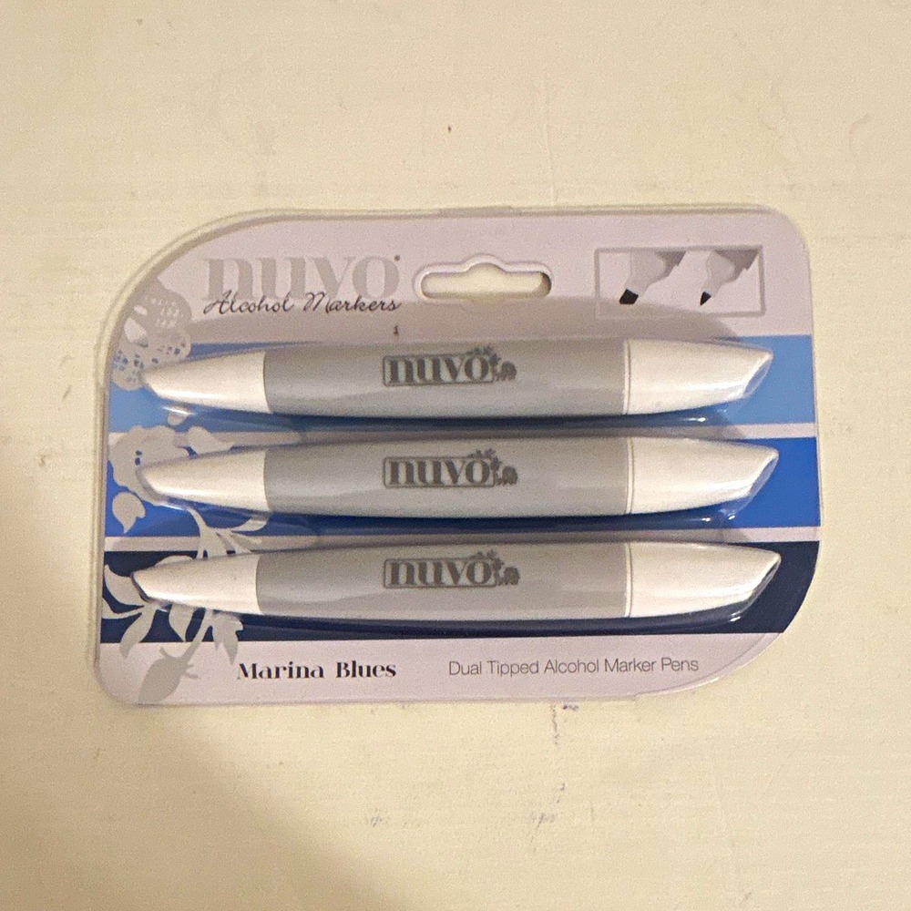 Nuvo Marina Blues Dual Tip Alcohol Marker Pens 3 Pack Blue/Gray/White MPN 811N